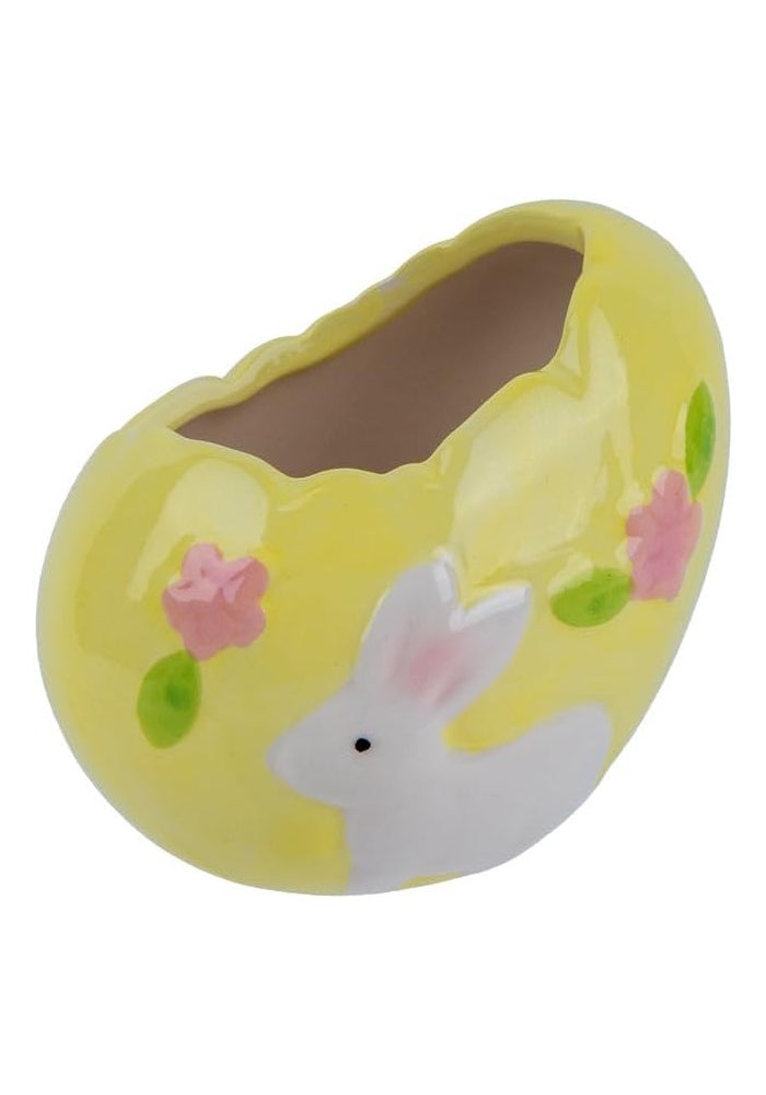 Daiso Easter Ceramic Egg Planter - Yellow - Image 2